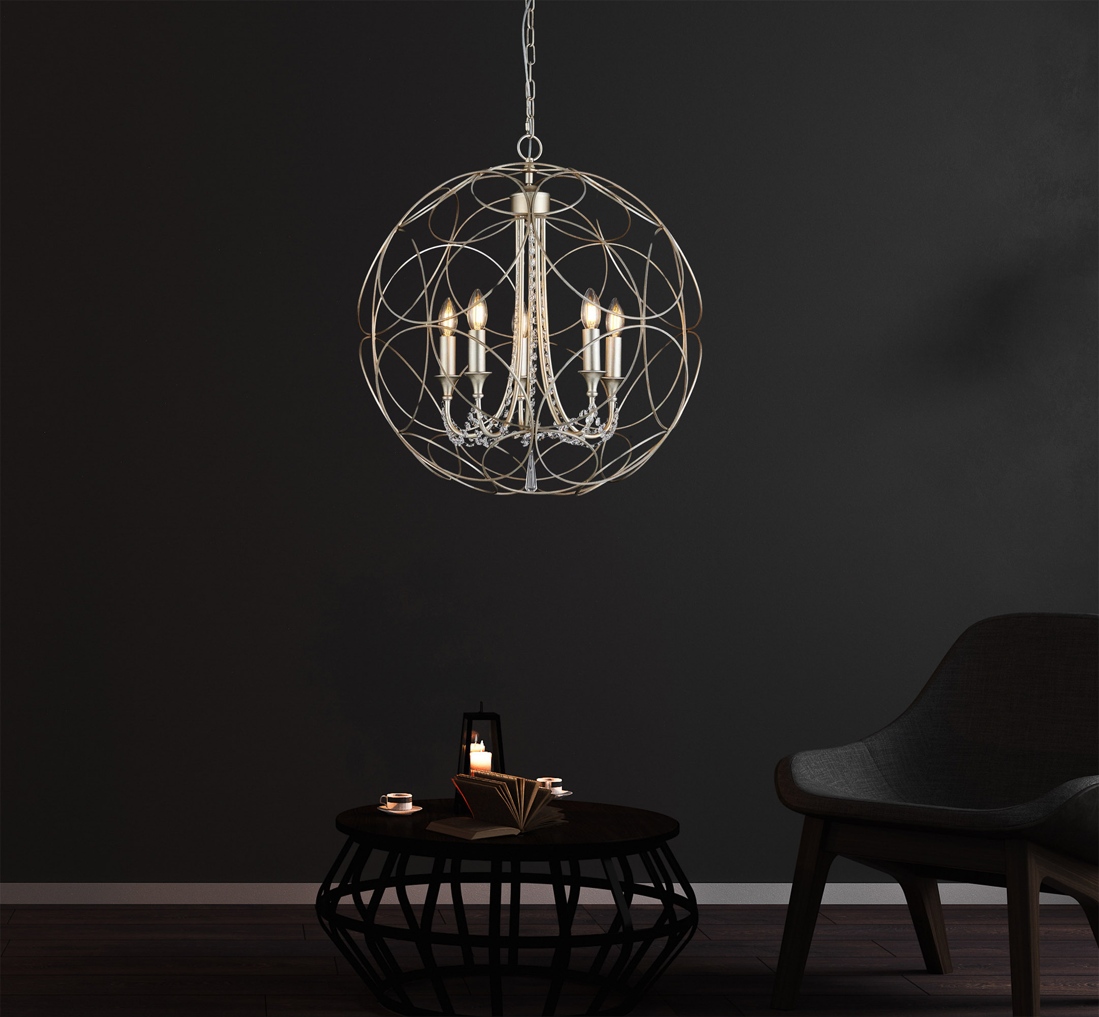 Celine Crystal Ceiling Lights Diyas Spherical Crystal Fittings